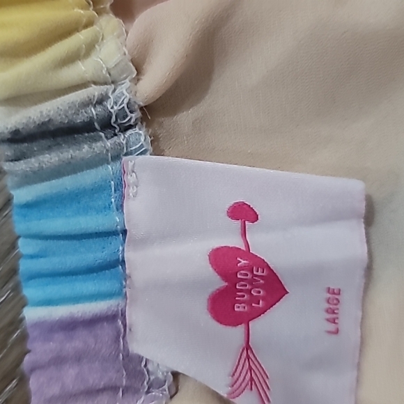 Buddy Love Shelly Unicorn Rainbow Pastel Stripe Maxi Dress Size L - Picture 10 of 13